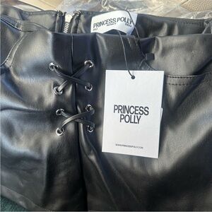 Princess Polly Black Lace-Up Trousers